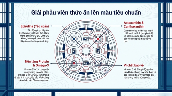 Thành phần trong thức ăn lên màu cho cá Koi cần những gì?