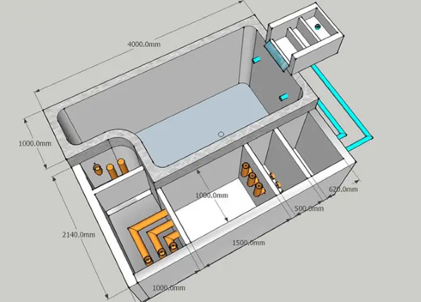 Bản vẽ mặt bằng chi tiết hồ cá Koi