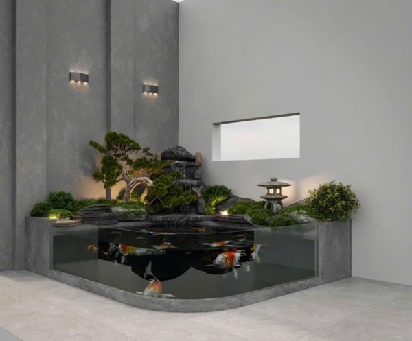 các yếu tố kỹ thuật tiêu chuẩn của hồ cá Koi mini bằng kính 