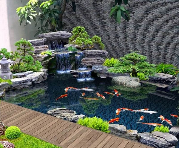 Cách làm hồ cá Koi mini góc sân đơn giản, ít tốn chi phí 4 Mẫu hồ cá Koi mini góc sân phong cách Nhật Bản