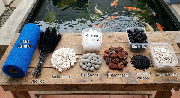 Các loại vật liệu lọc hồ cá Koi phổ biến hiện nay