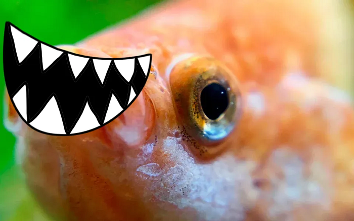 Răng của cá koi nằm trực tiếp trong khoang miệng