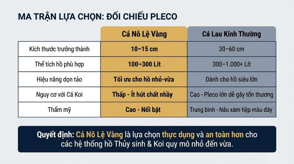 So sánh cá nô lệ vàng và cá lau kính (Pleco thường)