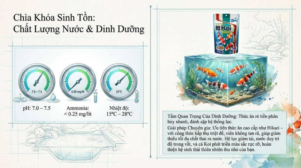 Duy trì chất lượng nước lý tưởng khi nuôi cá Koi trong hồ non bộ Duy trì chất lượng nước lý tưởng khi nuôi cá Koi trong hồ non bộ