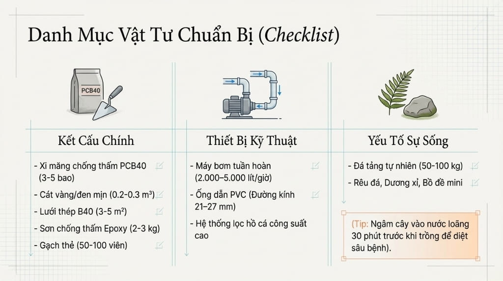 Danh mục vật liệu chính cho công trình non bộ Danh mục vật liệu chính cho công trình non bộ