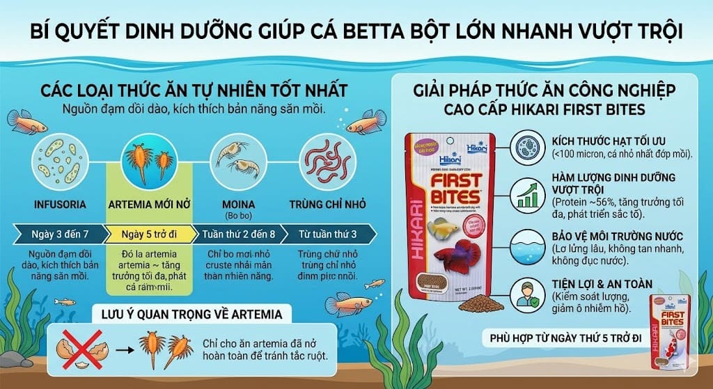 Bí quyết dinh dưỡng giúp cá betta bột lớn nhanh vượt trội