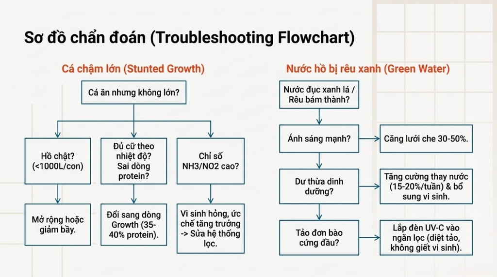 Tại sao cá Koi nuôi mãi không lớn?