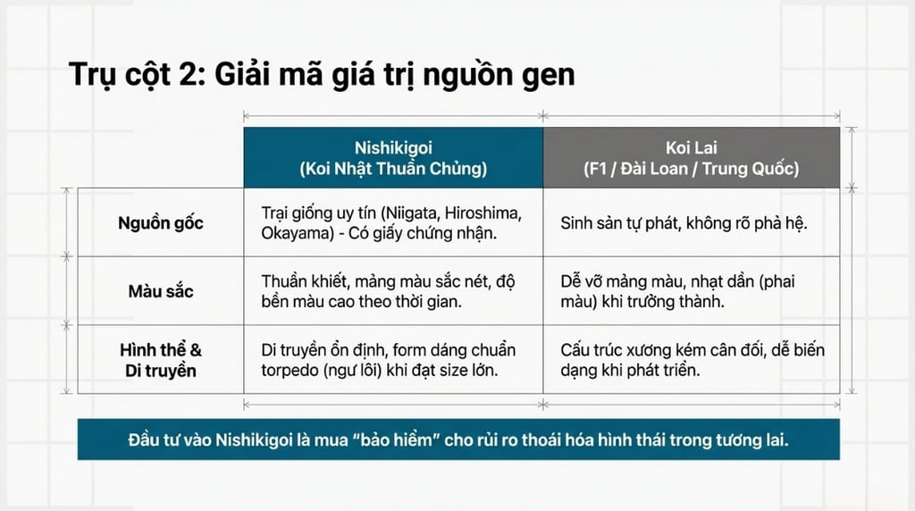 Phân biệt Koi Nhật thuần chủng và Koi lai