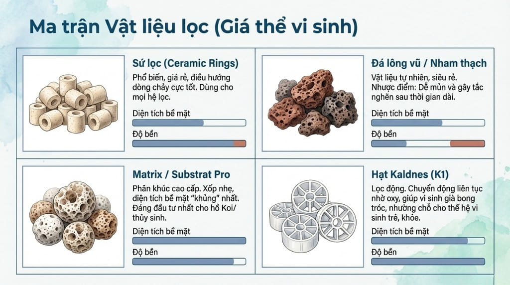 Các loại vật liệu lọc tạo vi sinh tốt nhất hiện nay Các loại vật liệu lọc tạo vi sinh tốt nhất hiện nay
