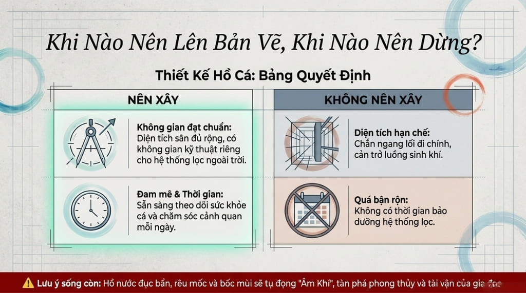 Khi nào nên và không nên xây hồ cá trước nhà?