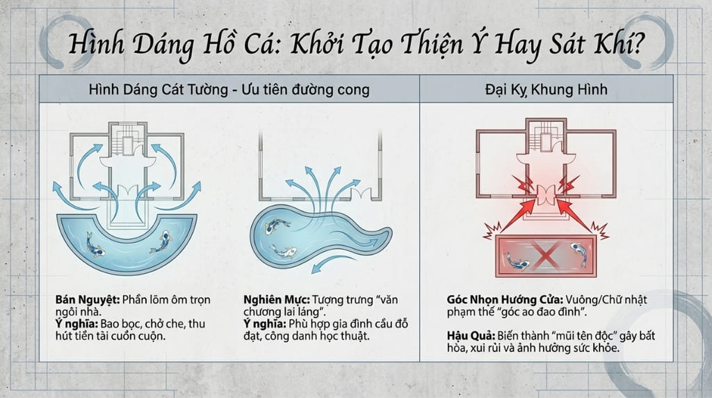 Hình dáng hồ cá mang lại cát tường