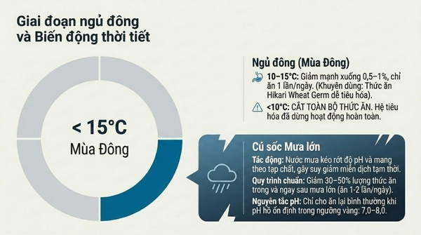 Mùa đông: Nhiệt độ nước dưới 10°C