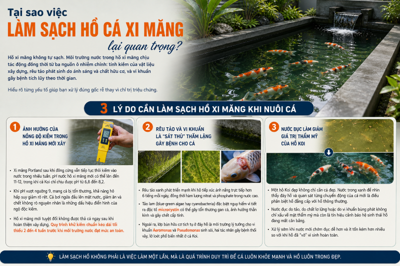 3 lý do cần làm sạch hồ xi măng khi nuôi cá 